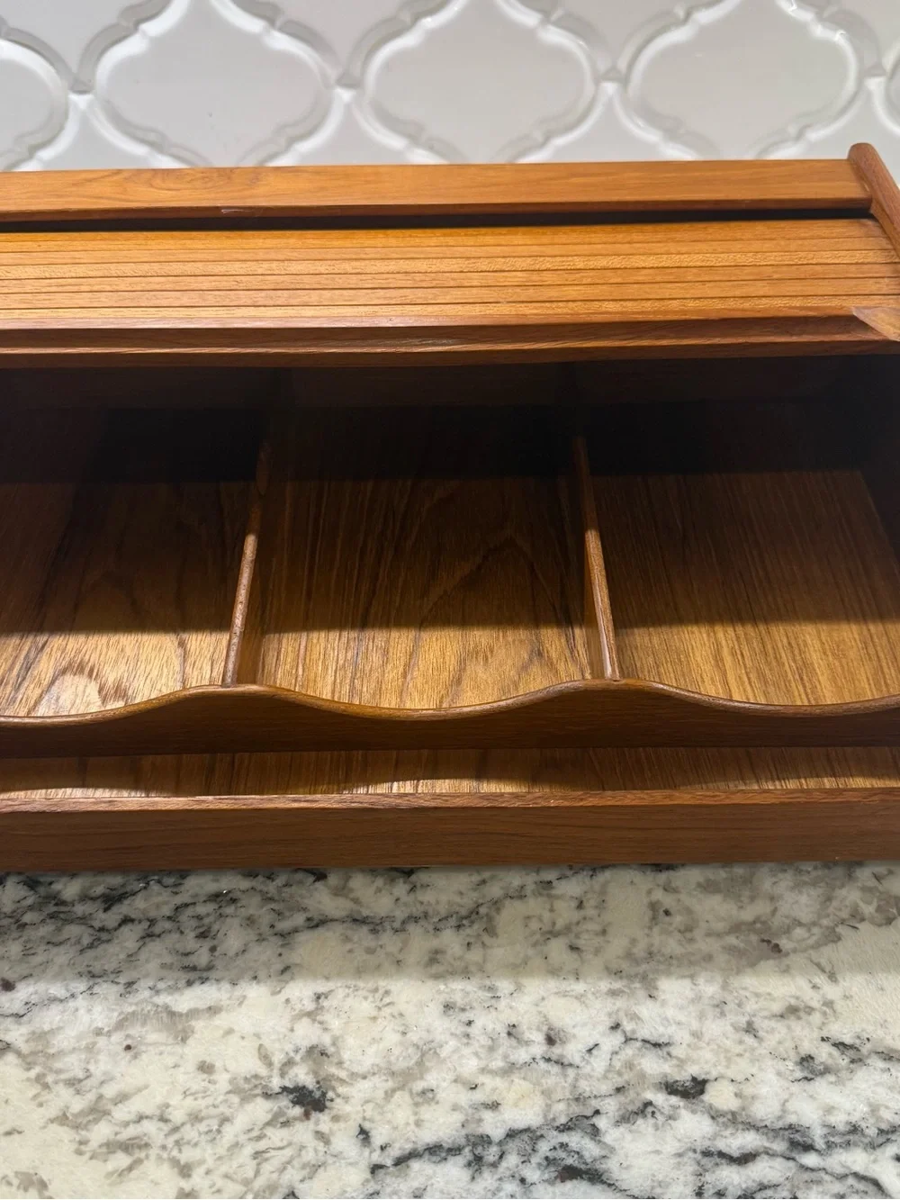 VTG Oak Wood Tambour Roll Top Desk Organizer Mail Sorter ALS Industries MCM